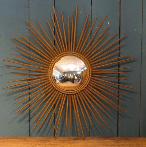 Vintage sunburst mirror french gold round