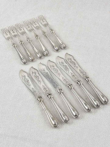 Victorian silver plated seafood flatware set