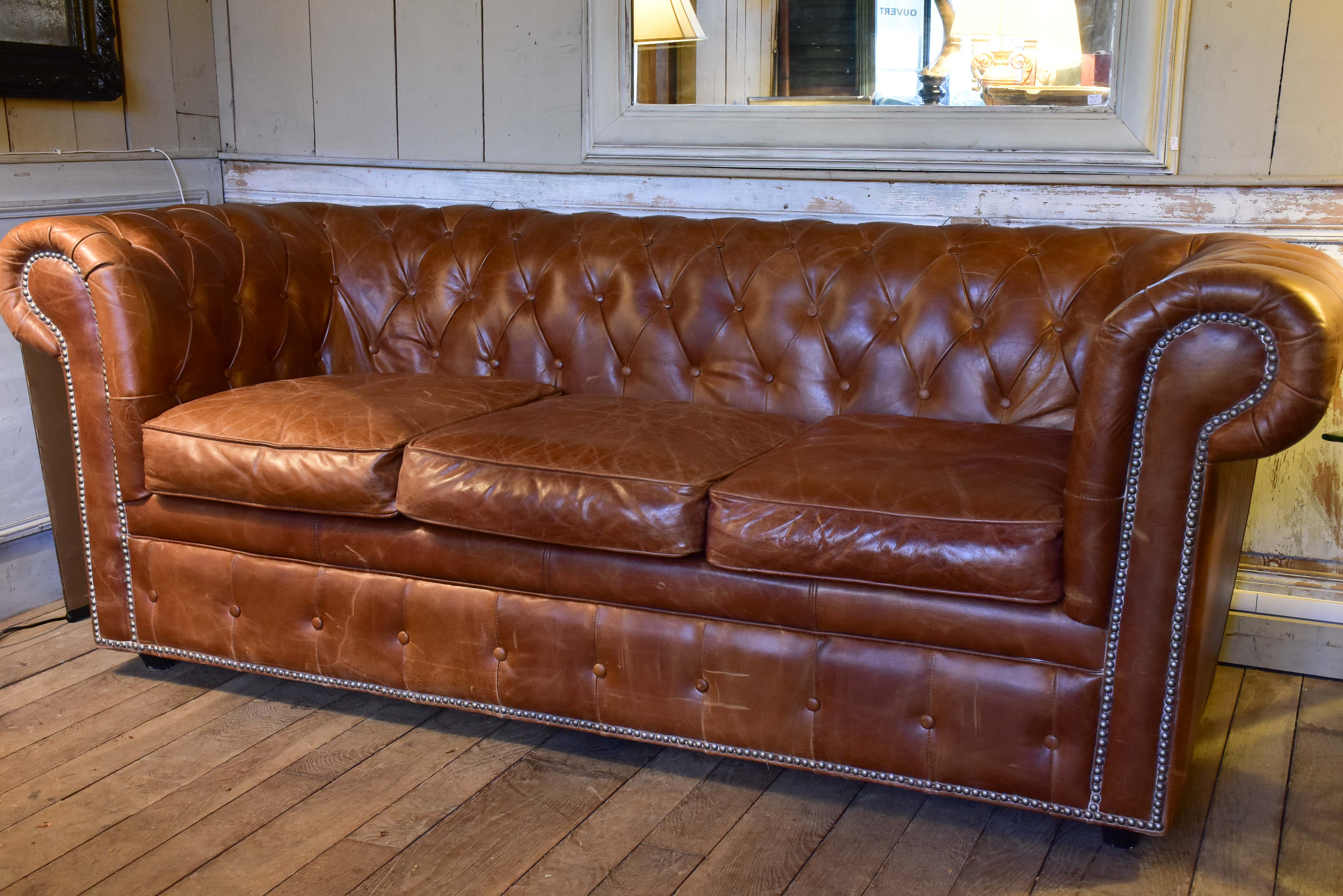 leather chesterfield sofa and chairs