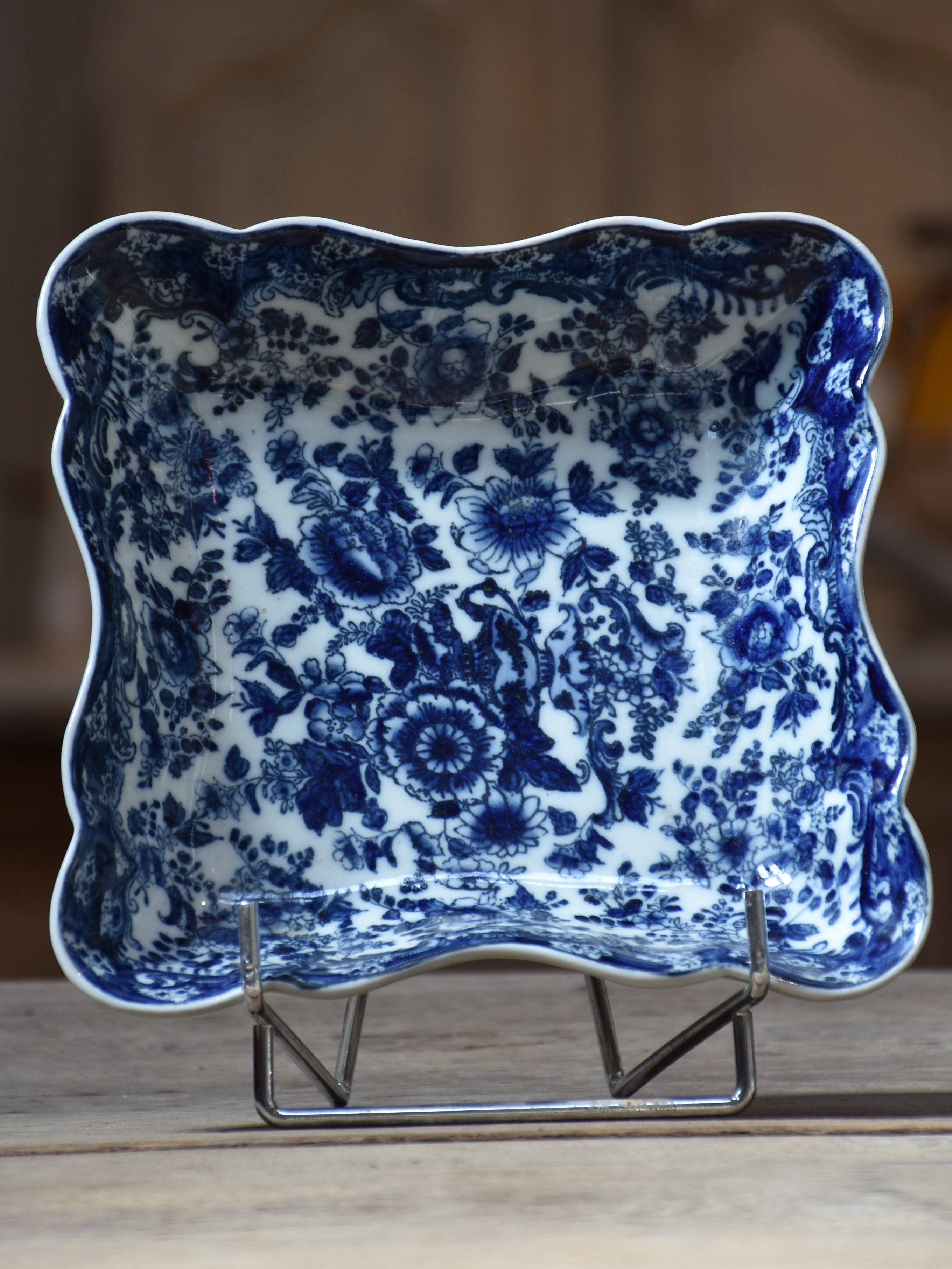 Antique square blue and white bowl â€