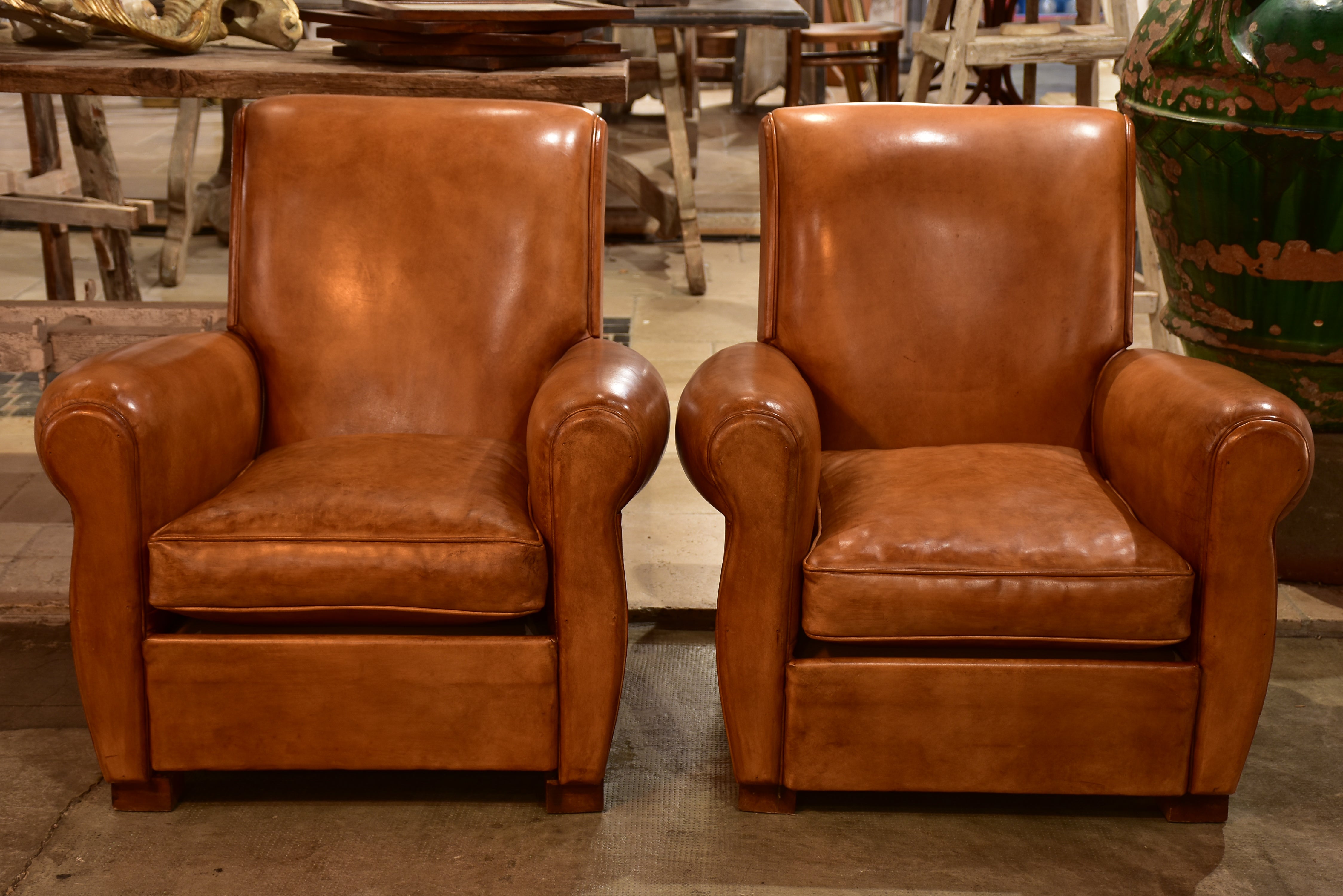 leather club chair and sofa
