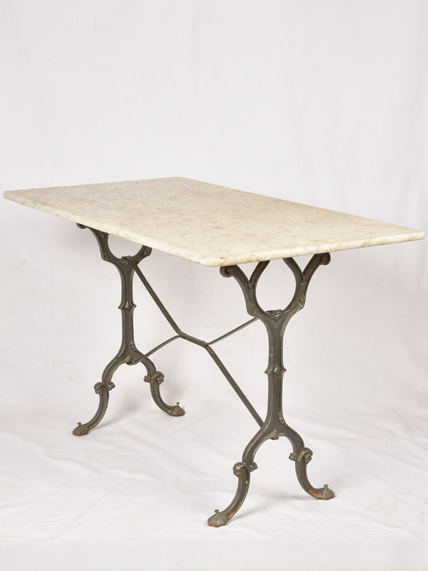Antique French bistro table - natural timber with black legs – Chez Pluie