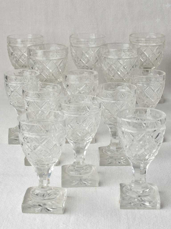 Set of twelve antique French crystal wine glasses – Chez Pluie