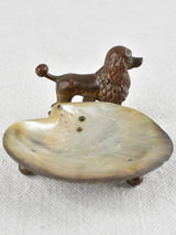 Small bronze Poodle w/ shell vide poche - Late 19th century