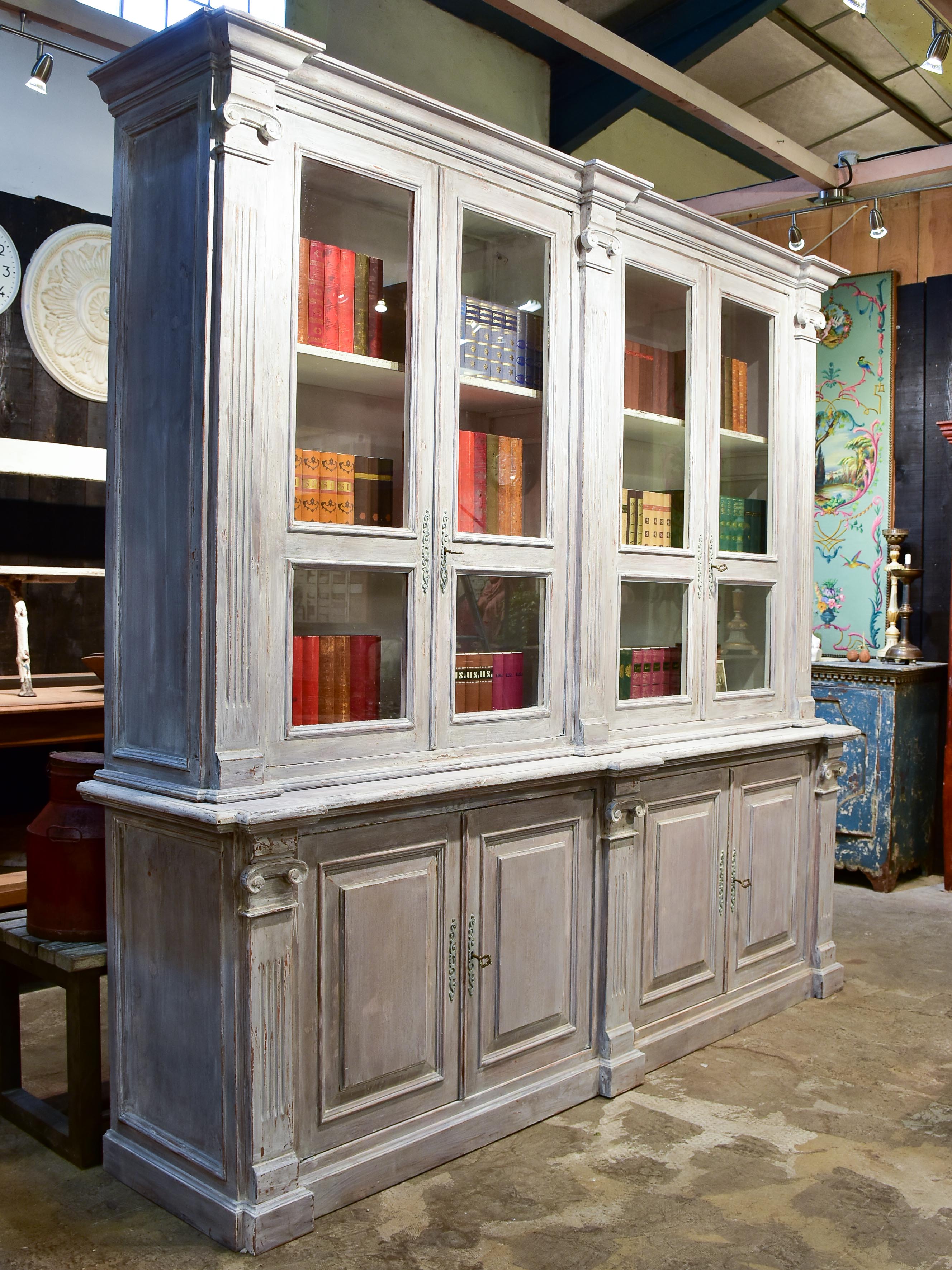 Large French bookcase with glass doors – Chez Pluie