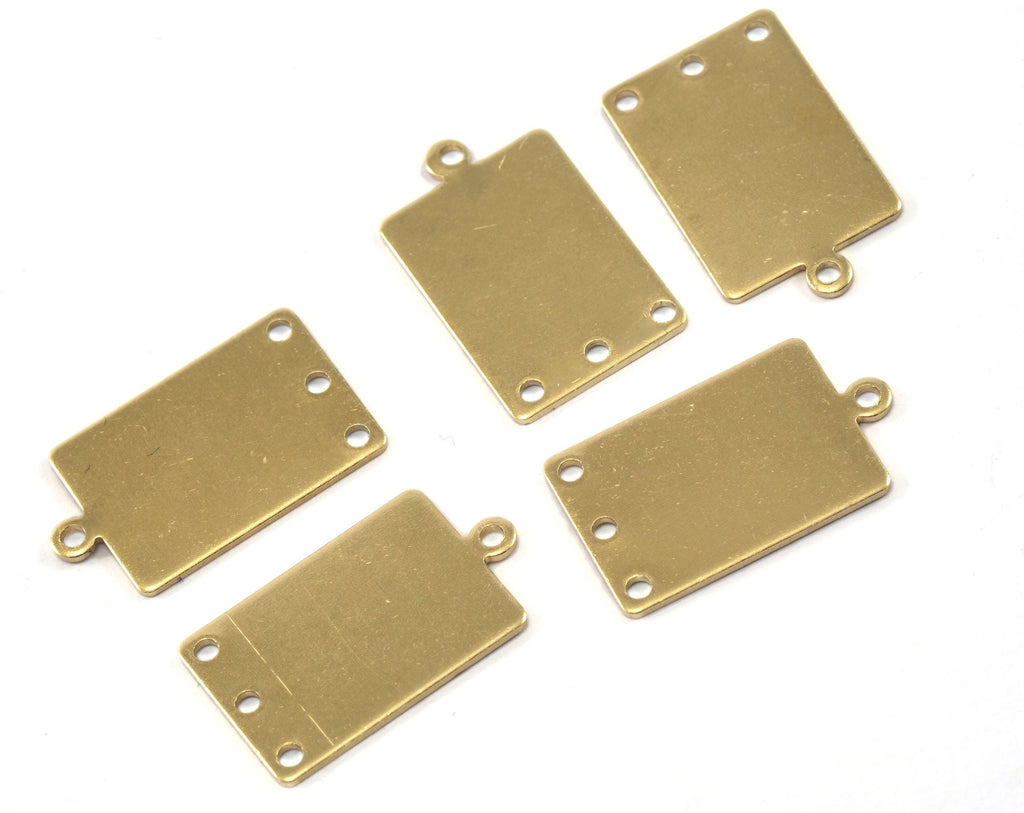 Rectangle with loop 23x14mm 3 hole pendant charms Raw brass 2277-200