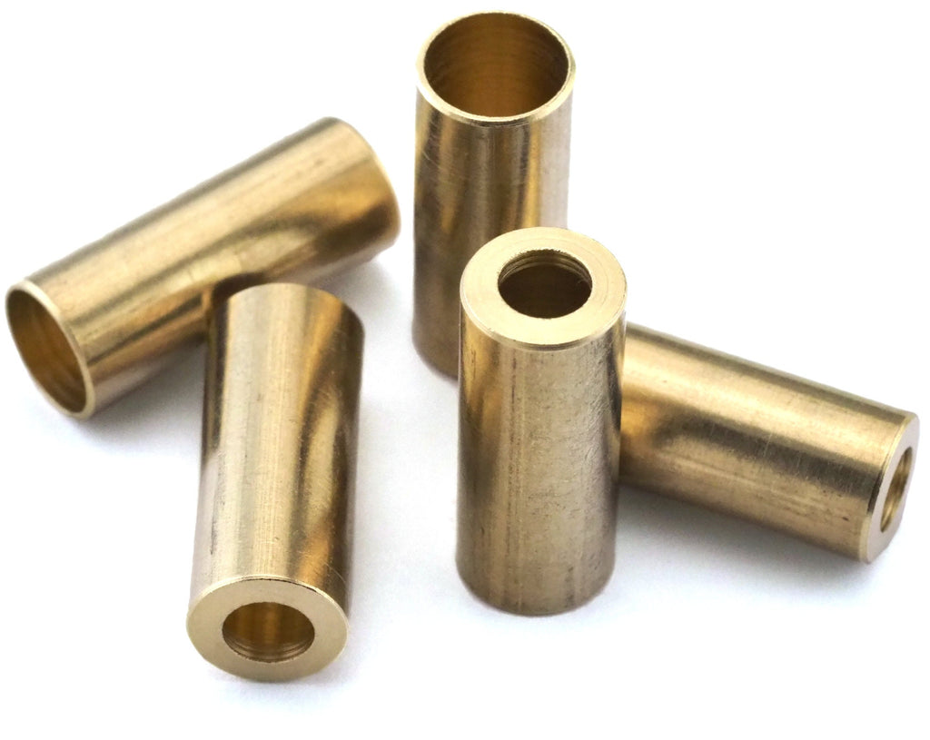 Ends Cap, brass 8x20mm (7mm inner) raw brass (4.5mm top hole) cord  tip ends, ribbon end, ENC7 2402