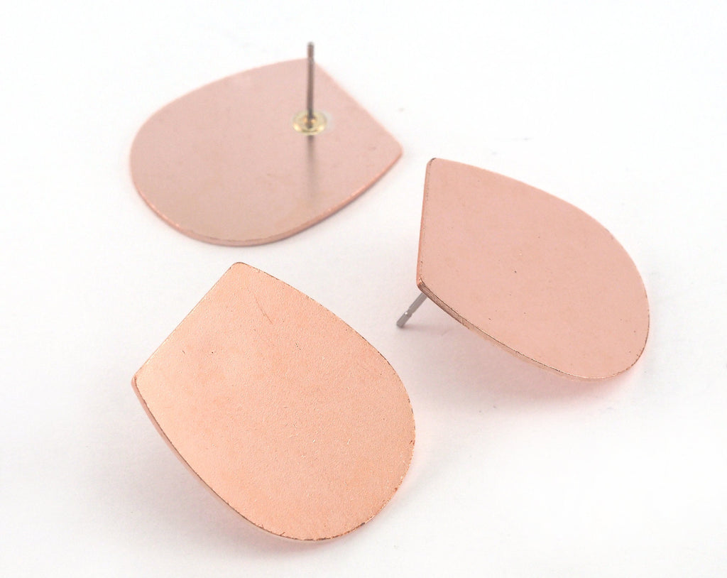 Earring Posts Semi circle raw copper 25 mm 3752