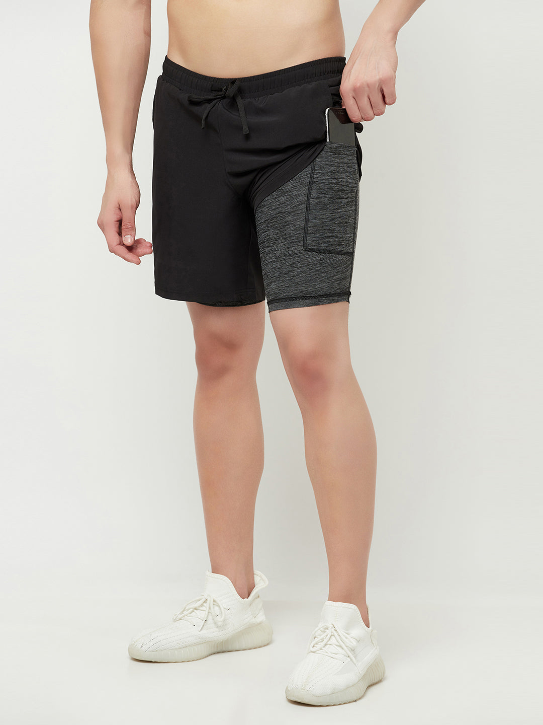 Women's Sports Shorts with Phone Pocket- Navy Printed TRUEREVO™