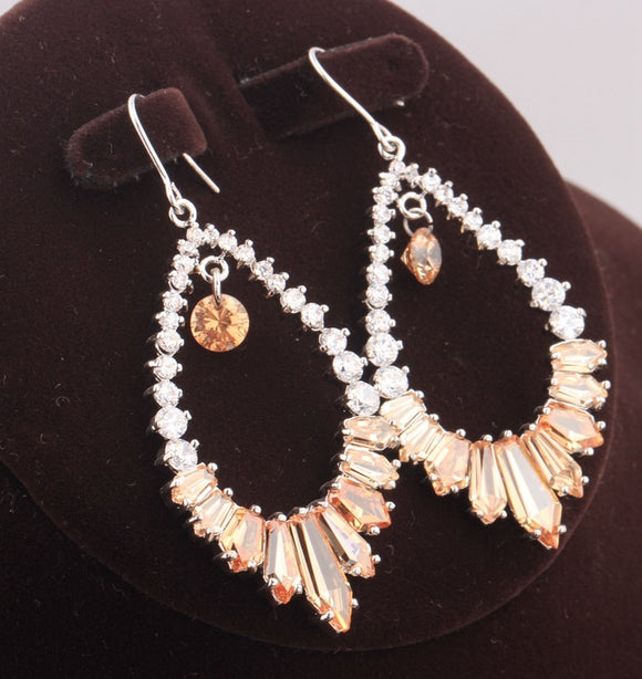 La Mia Cara Jewelry - Hawa - Orange Topaz Drop Earrings in 925 Sterling Silver