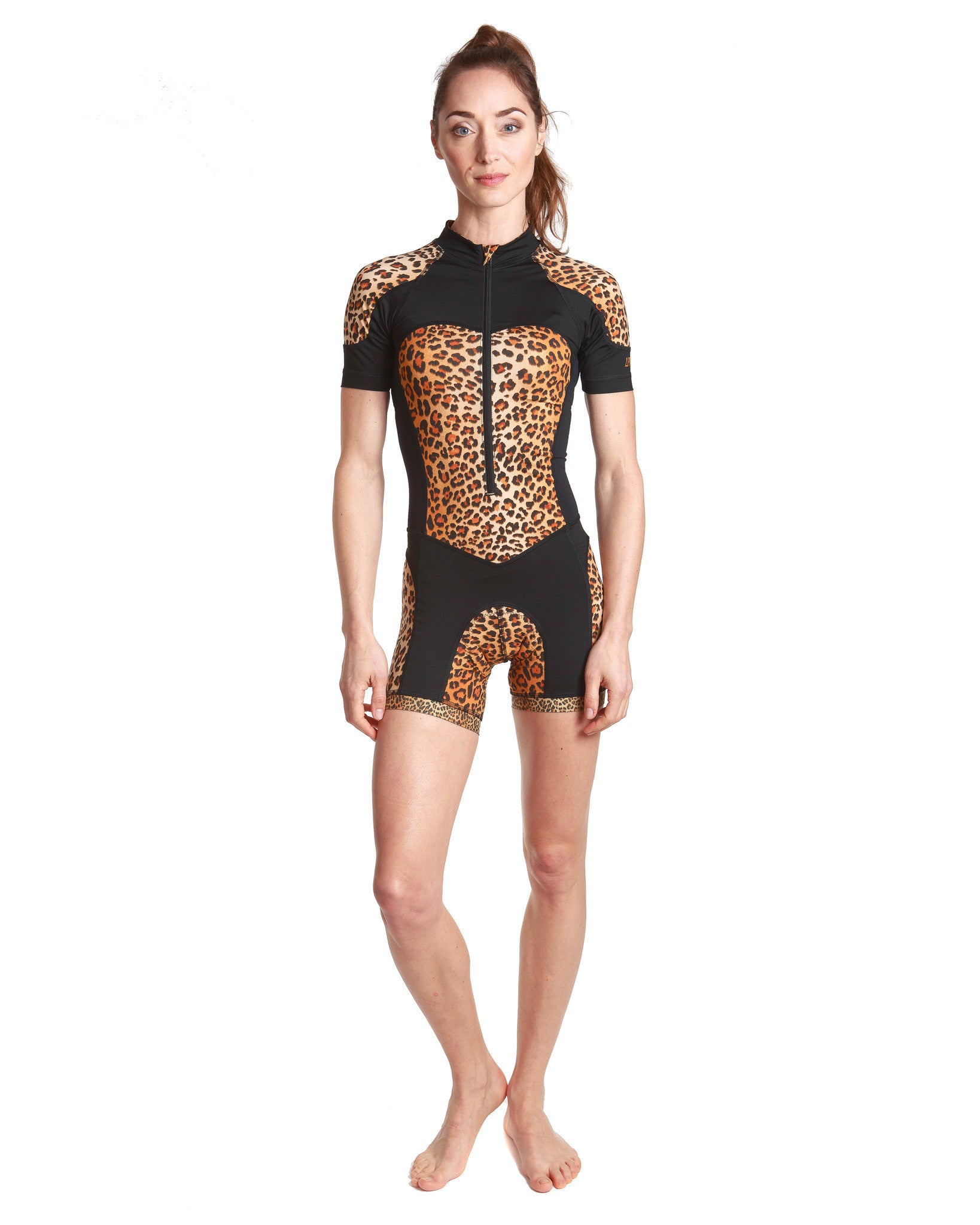 Kafitt Women's Cycling Jumpsuit Leopard Print Clothing Summer Long