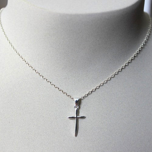 Simply Silver Cubic Zirconia Cross Pendant Necklace, Silver at John Lewis &  Partners
