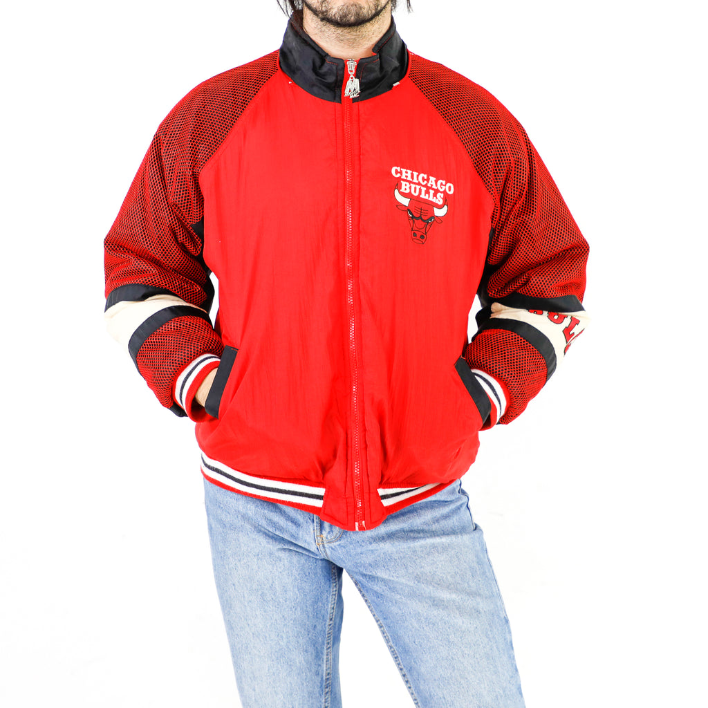 Vintage 90s Chicago Bulls Starter Jacket with Fur Lined Hood - ShopperBoard