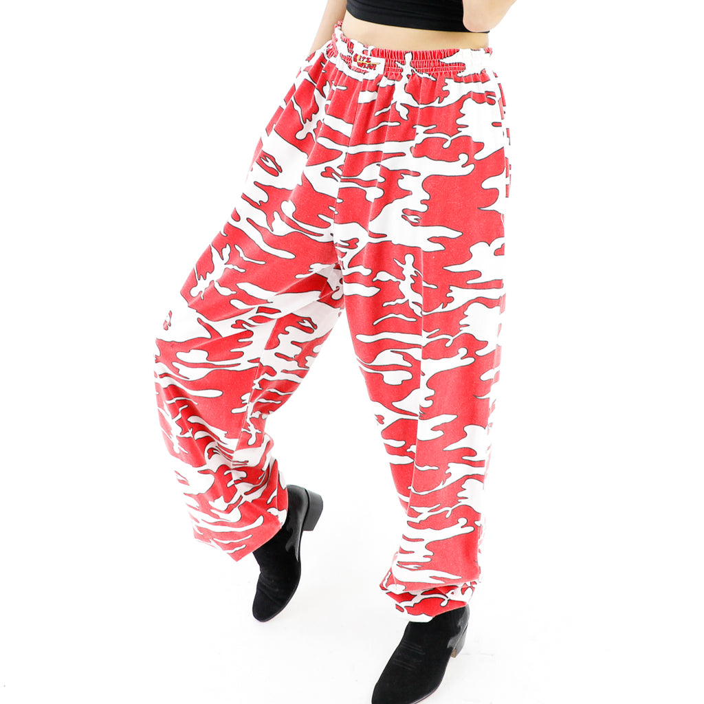 red and white camo pants