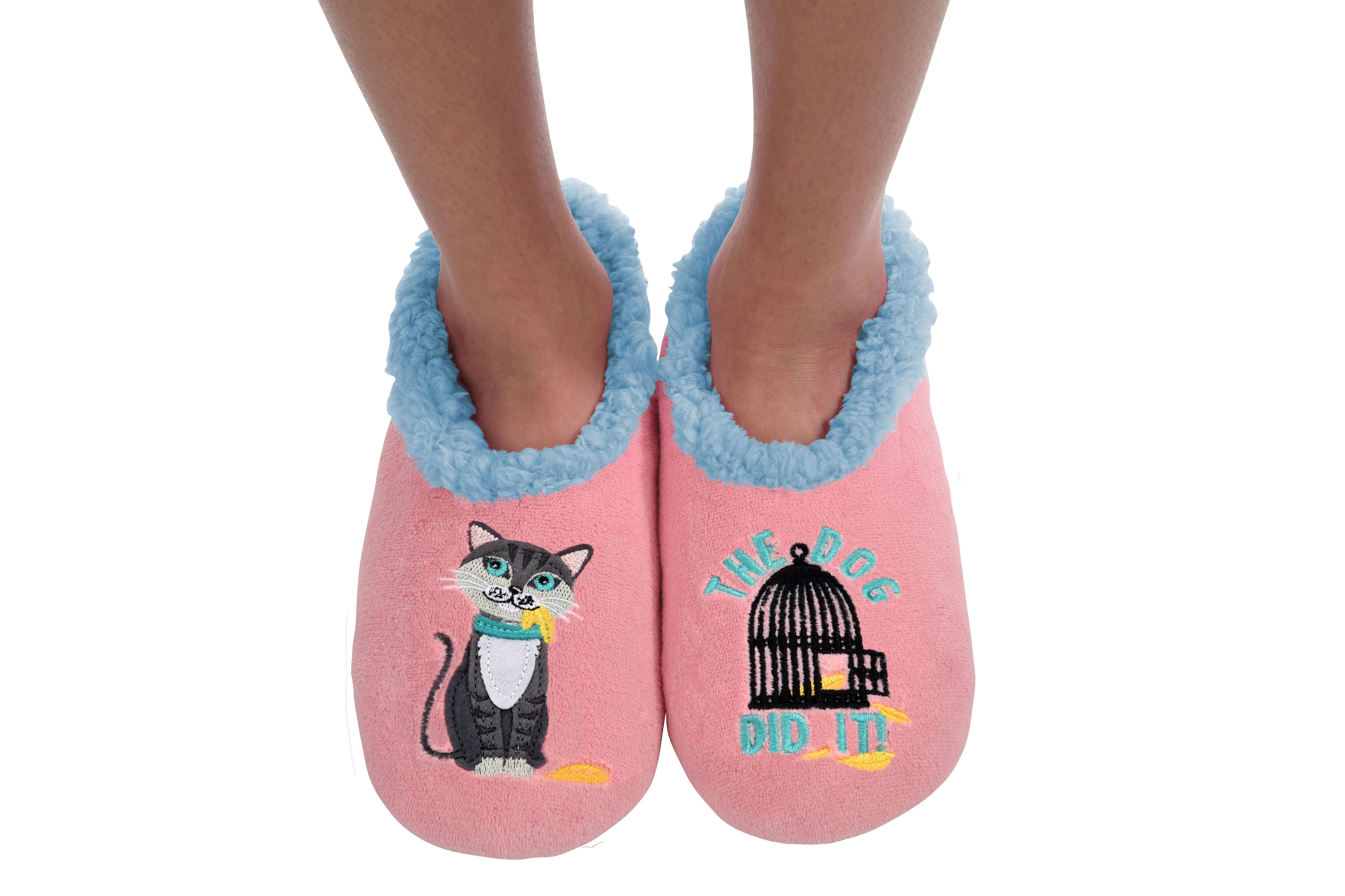 snoozies black cat slippers