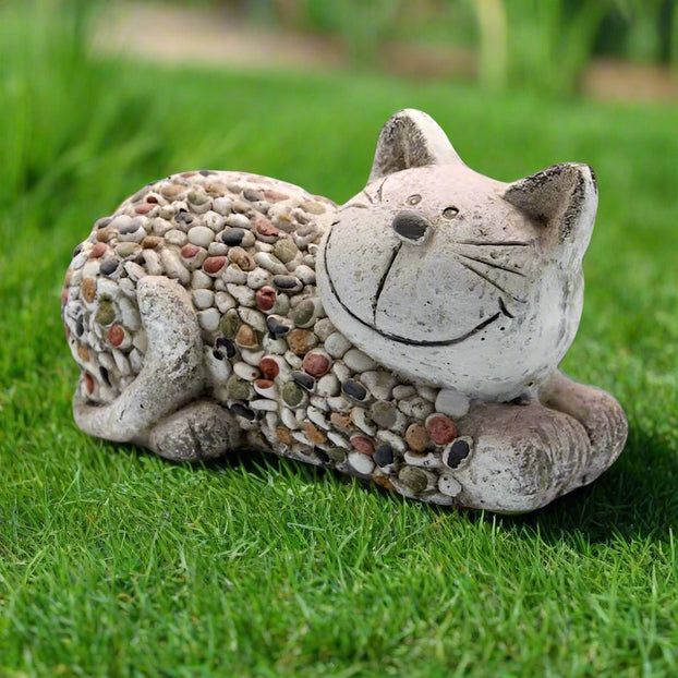 Mosaic Polystone Laying Cat Ornament