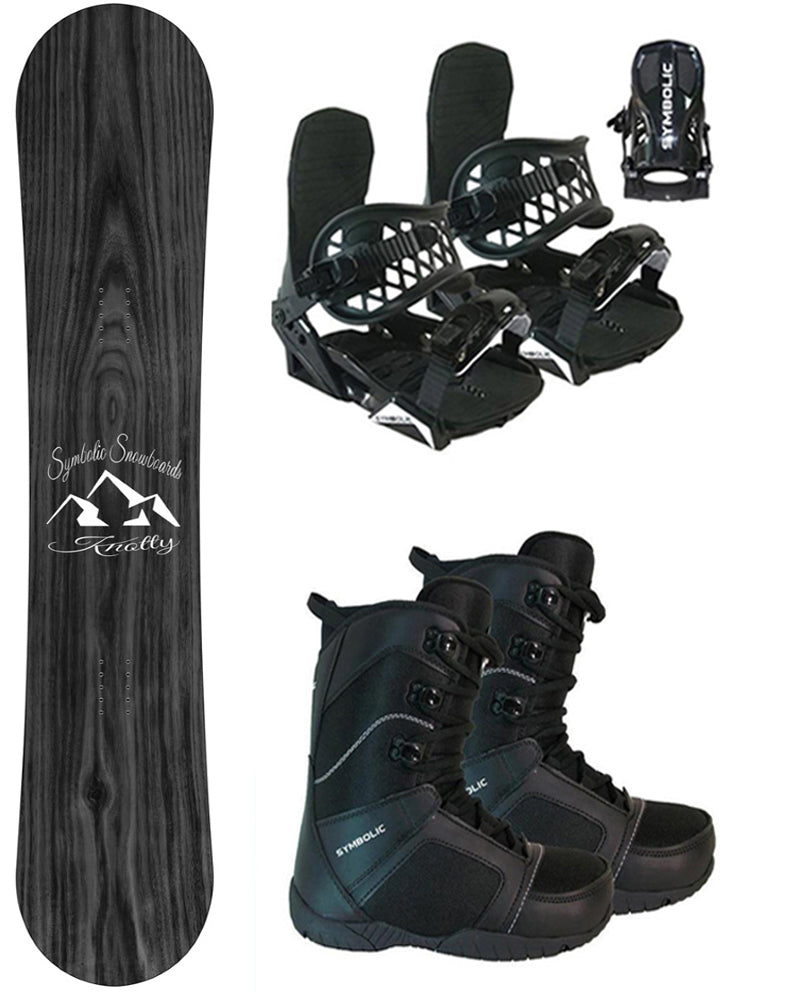 Symbolic Knotty Men's Snowboard And Bindings With Boots 3PC Complete P ...