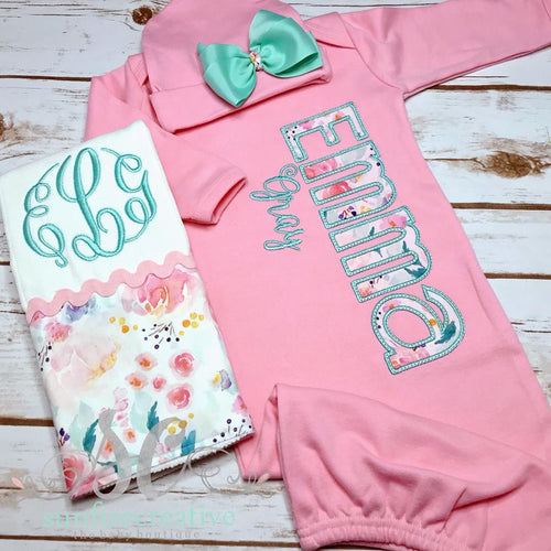 monogrammed newborn gowns