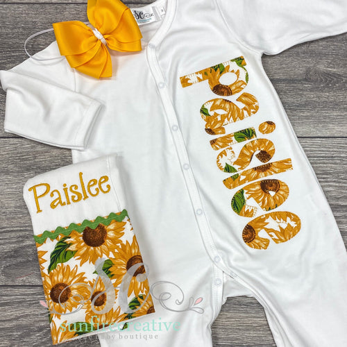 yellow newborn take home outfit