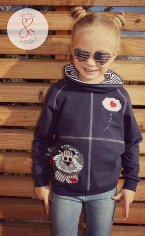 Applikationsvorlage - "Löwe" - Dschungel - Kinder - Applizieren - Applikation - TiLu Design - "Tetrands filius" - Hoodie & Basic-Pulli - Elfriede und Fridolin - Nähen - Kinder - Glückpunkt.