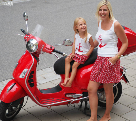 eBook "Chino & Chino Mini" von Prachtkinder genäht aus dem Jersey "Ahoi" - Anker - Jersey-Paspel "Mimo" - Rock für Damen/Frauen & Kinder - Klassiker - eBook - Falten - Faltenrock - Minirock - Sommer - Meer - maritim - Glückpunkt. 