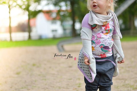 eBook - Bolero (-jäckchen) - Kinder - Nähen - Jacke - Bolero - Cardigan - AnniNanni - Shirt Basix von From Heart to Needle - Hose Knopfbüx Lumali - Knöpfe - Halstuch "Mayla" - Fräulein An - Jeans-Jersey "Grobi", Sweat/French Terry "Princess" Prinzessin - elastisches Schrägband - Glückpunkt.