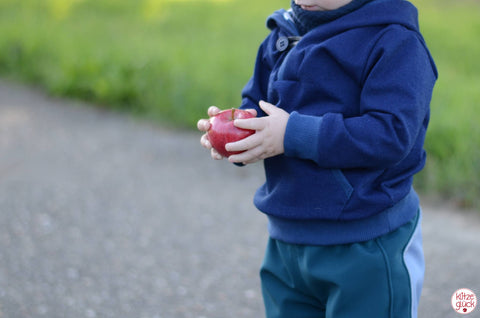 Sweat "Brillant" kombiniert mit Strickbündchen "Luna" & Jersey "Fanti" und Softshell "uni", sowie "Safety-Artikel" (Sicherheit für Deine Kinder) - Reflektor/reflektierend genäht wurde ein Pulli/Hoodie/Shirt "Küstenkind" von Lumali - eBook, sowie eine "Buddelbüx" - Hose/Softshellhose - Nähen für Kinder/Jungen - Schnittmuster - Regenhose - Herbst/Winter - Stoff & Schnitt - Glückpunkt.