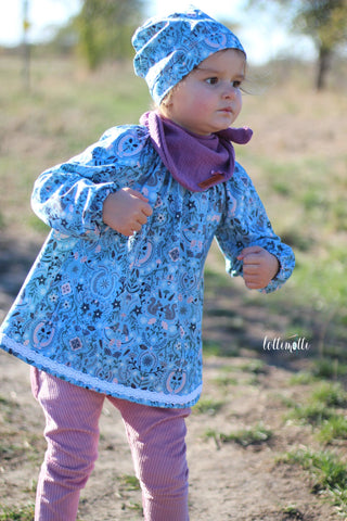 Jersey - "Winter Birds" - Vögel kombiniert mit Breitcord "Winter Star" genäht wurde das eBook - "Sommer Bluse" - Bluse - Schneiderline mit Addon Ärmelerweiterung - lange Arme - Luck*ees - Hose - 5Mütz von From Heart to Needle - Musselin - Musselintuch - Stoff & Schnitt - Glückpunkt