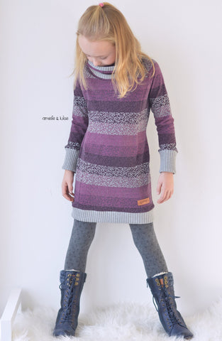 Jersey - "Knitted Stripes" - Streifen - Strick-Optik kombiniert mit Grobstrick-Bündchen - "Knit" - uni genäht wurde das  eBook - "Vanja" - Pulli/Hoodie - Pullover - Meine Herzenswelt - Nähen - Kinder/Mädchen - Teenie - Stoff & Schnitt - Glückpunkt.