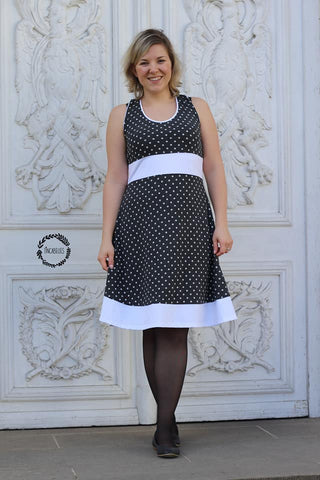 Doubleface-Jersey "Mariechen", sowie Bündchen "Luna" genäht wurde eBook - "Sun-Day-Dress"  Paulina näht - Kleid - Sommerkleid - Teilungen - Nähen für Damen/Frauen- Glückpunkt.