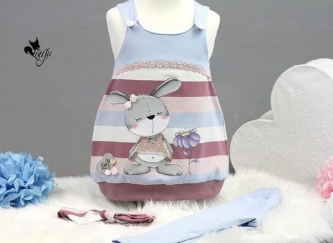 Applikationsvorlage - "Frau Mümmel mit Blume" - Appli - Applikation für Mädchen - Stuff-Deluxe - Applizieren für Baby/Kinder - Stuffdeluxe - Hase - Häschen - Bunny - Hasi - Ostern - Blumen - Kuschelhase - Schleife - Tiere  - Frühling/Sommer - Aufnäher - Glückpunkt.