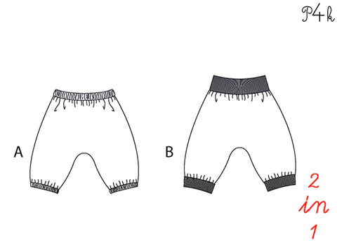 Schnittmuster eBook - Hose Brek - Pattern4Kids - Einfache Hose für Sommer oder Winter geeignet. Zwei Modellvarianten! Modell A: Gemütliche Pumphose ohne Mittelnaht aus Jersey Stoffen mit Gummizug am Bund und Saumumschlag. Modell B: Gemütliche Pumphose ohne Mittelnaht mit Strickbündchen aus Strickstoff am Bund und am Saum. Für Näheinsteiger geeignet! Babyhose - Nähen für Babys/Kinder - Mädchen/Jungen - Haremshose - Glückpunkt.