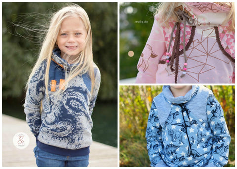 eBook - Casual Sweater Maxi - Kinder - Nähen - Hoodie - Pullover - Schnittmuster - Schulterpasse - Schneiderline - Glückpunkt.