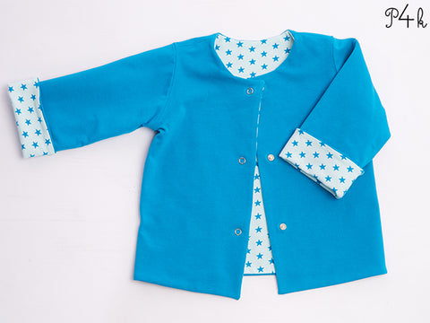 eBook - Jacke Flavio von Pattern4kids - Schnittmuster - Sehr schöne, gefütterte Wendejacke für Mädchen und Jungen mit Armumschlag. Für Näheinsteiger geeignet! Mit Foto Anleitung! Die Jacke passt wunderbar zum Baby Overall Alberto und zur Baby Mütze Orso! - Wendejacke - Nähen für Kinder/Baby - Babyausstattung - Erstlings-Set - Babyset - Glückpunkt.