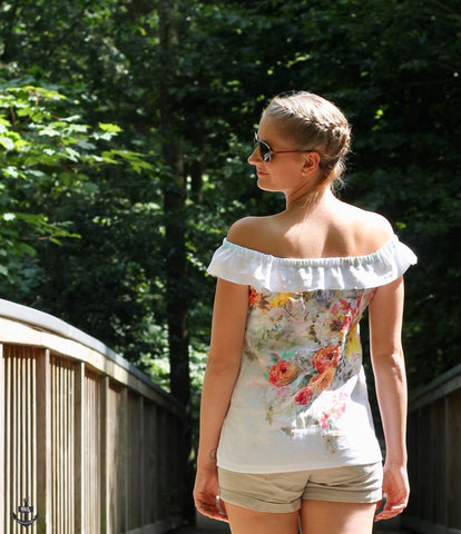 Freebook - "You" - Top - Frau Ninchen aus unserem Leinen "Flower Parade"  - Kleid - Top - Shirt - Freebook - Offschoulder - Sommer - Frau Ninchen