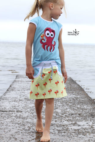 Jersey "Sweet Dreams", Jersey "Basic Love", eBook - "Paola" - Shirt/Kleid/Rock - Piechens - Schnitt & Schnittmuster - Kombi-Plotterdatei - "Sea Friends" - Meerestiere - Freebook "Sweat Rock" LinKim - Plotten/Nähen für Kinder - Mädchen - Glückpunkt.