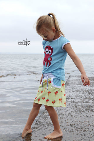 Jersey "Sweet Dreams", Jersey "Basic Love", eBook - "Paola" - Shirt/Kleid/Rock - Piechens - Schnitt & Schnittmuster - Kombi-Plotterdatei - "Sea Friends" - Meerestiere - Freebook "Sweat Rock" LinKim - Plotten/Nähen für Kinder - Mädchen - Glückpunkt.