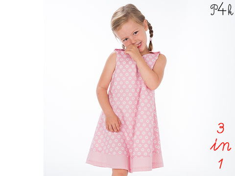 Schnittmuster eBook - Kleid Steffi - Pattern4Kids - Kleid / Tunika Modell Steffi für Baby od. Mädchen 1 Schnittmuster mit 3 Varianten A B und C! Für Baby ab 6 Monate oder Mädchen bis 5 Jahre Variante A ist mit Schleife und Tasche, lang wie eine Tunika  Variante B ist mit Saumrüsche und Schleifen, Variante C ist mit Saumblende im Kontraststoff und Knöpfen - Babykleid - Nähen für Babys/Kinder - Mädchen/Jungen - Drehkleid - Rüschenkleid - Baumwollkleid - Baumwoll-Kleid - Baumwolle - Glückpunkt.