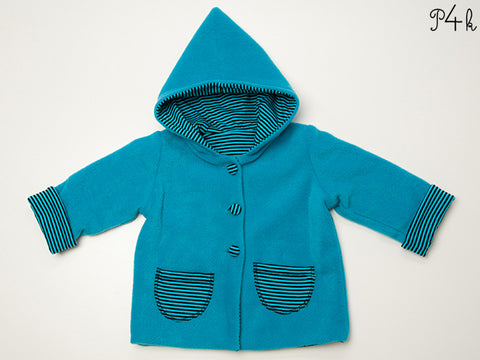 eBook - Jacke/Hoodie Toretto von Pattern4kids - Schnittmuster für gefütterte Jacke mit Zipfel-Kapuze und Armumschlag für Jungen oder Mädchen. Sehr schön und bequem gefüttert. Mit Knöpfen, Zipfel-Kapuze, kleiner Tasche und Armumschlag - Nähen für Kinder/Baby - Babyausstattung - Erstlings-Set - Babyset - Glückpunkt.