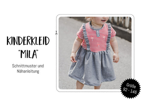 eBook - "Mila" - Kleid von Kreativlabor Berlin - inkl. Anleitung mit Schnittmuster Kinderkleid “Mila” Am Vorderteil werden zwei Rüschenstreifen eingesetzt und es kann eine süße Knopfleiste aufgenäht werden. Am Rücken hat das Kleid einen Tropfenausschnitt. Das Rockteil wird gerafft. Das Kleid ist schön leger geschnitten – so können auch Jersey- oder Strickstoffe ohne Elasthananteil verwendet werden. Größen 92 bis 146. Nähen für Kinder/Mädchen - Rüschenkleid/Drehkleid - Schnitt - Glückpunkt