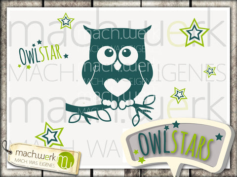 Plotterdatei - "Owlstars Set" - mach.werk design - Glückpunkt.