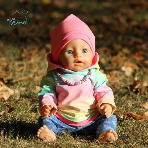 Freebook - "Dress up your Baby Doll" - Zwergnase Design - Puppenkleidung Einfache Schnitte für das Baby Deiner kleinen Puppenmama oder Deinen kleinen Puppenpapa ? Beinhaltet: - einen Pullover - eine Tunika in A-Linie - ein Zipfelshirt - ein VoKuHiLa-shirt  - eine Mütze - eine Hose - eine Kapuze die an jedes der Shirts genährt werden kann.  Grössen : - 19cm - 24cm - 30cm - 33cm - 36cm - 43cm - 46cm - 48cm - 50cm - Nähen Kinder - Mädchen/Jungen - Puppen/Puppenkleidung - Set - Glückpunkt.