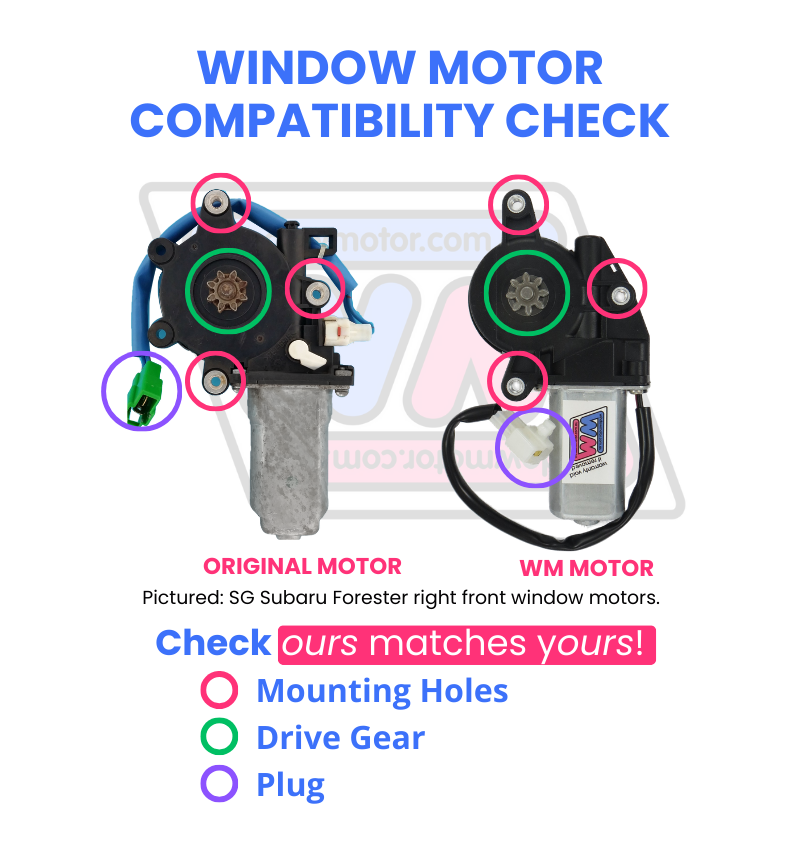 window motor compatibility checklist.