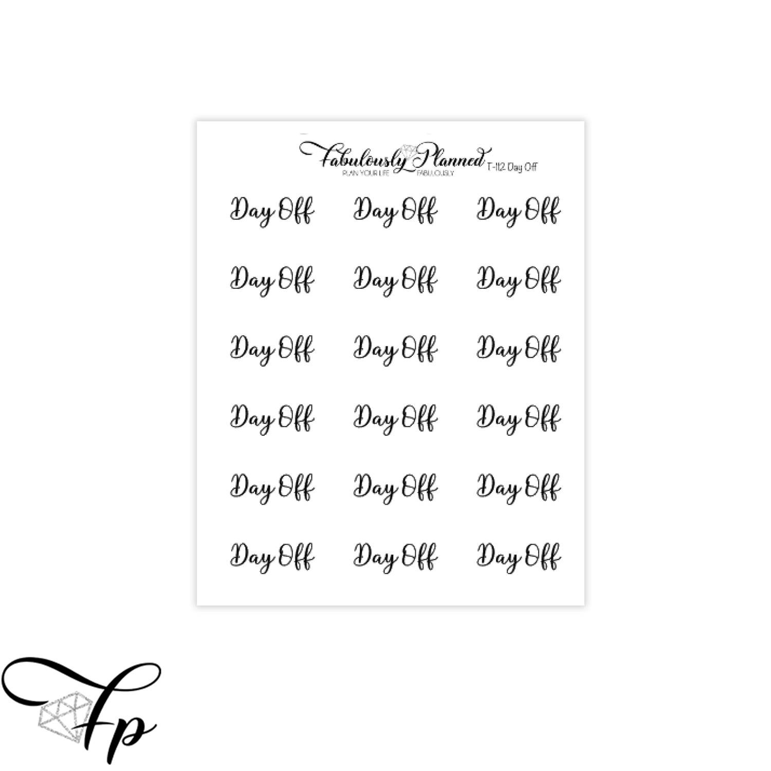Black Days of the Week Script Stickers (2571551)