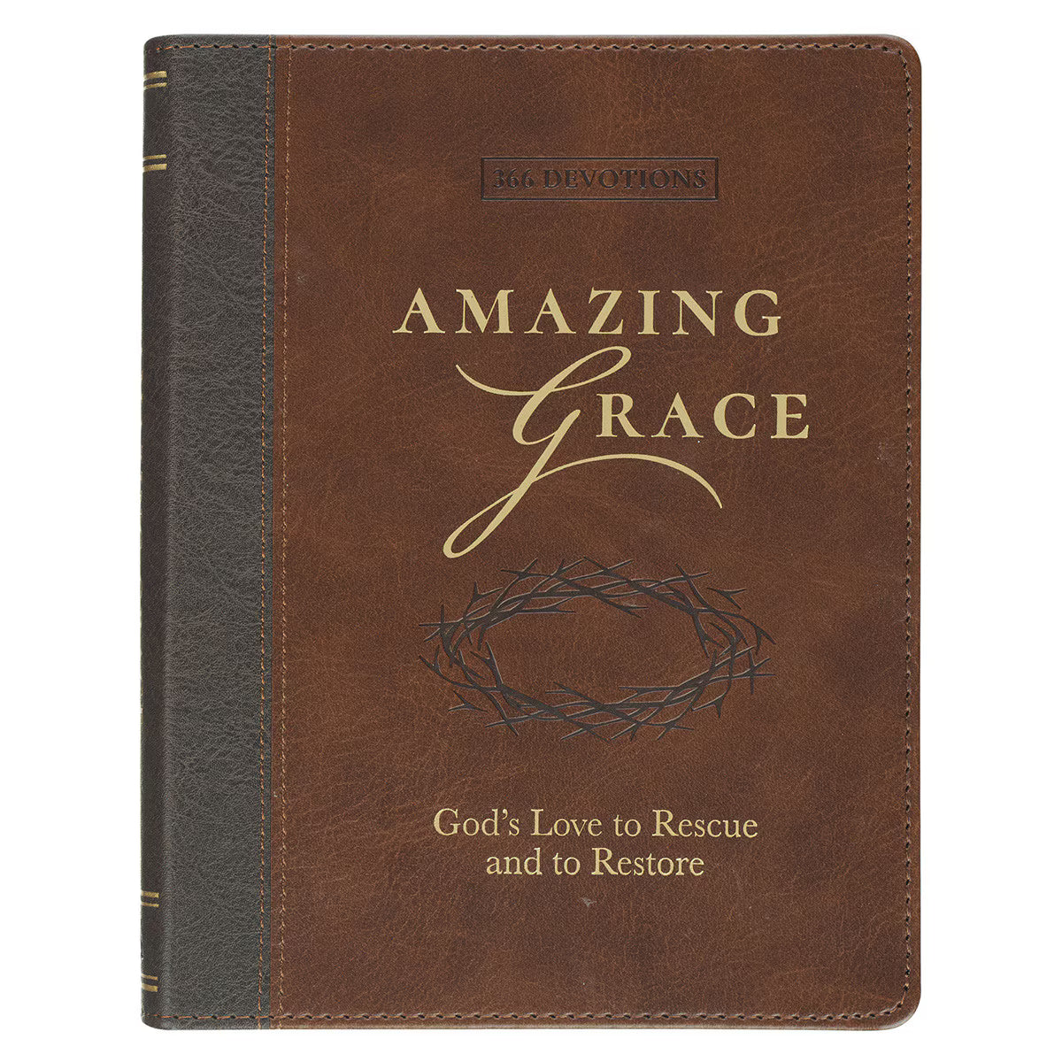 Amazing Grace Two-Tone Brown Faux Leather Daily Devotional - Barlow Blue