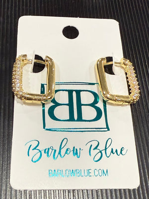 18K Gold Plated Zircon Square Hoop Earrings - Barlow Blue