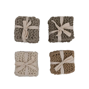 4" Cotton Crocheted Coasters (Set of 4)- available in 4 Colors - Barlow Blue