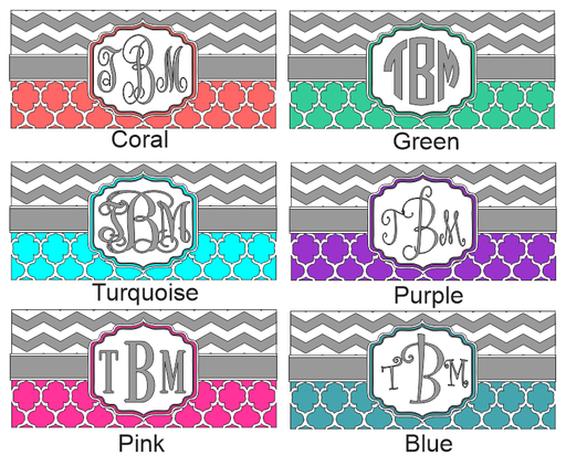 Coral and NAVY blue chevron design monogrammed car tag