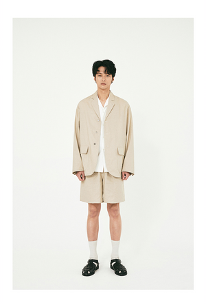 linen shorts and jacket