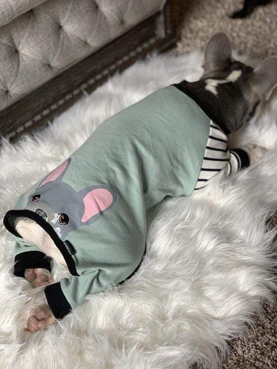 Pyjama Bouledogue Français | Vêtements Frenchie | Chien Frenchie bleu